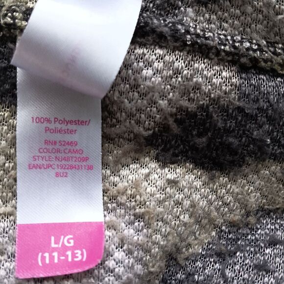 NOBO BOUNDARIES Women's Fuzzy Camo Pullover Hoodie w/ Side Pickets L(11-13) - Picture 5 of 7